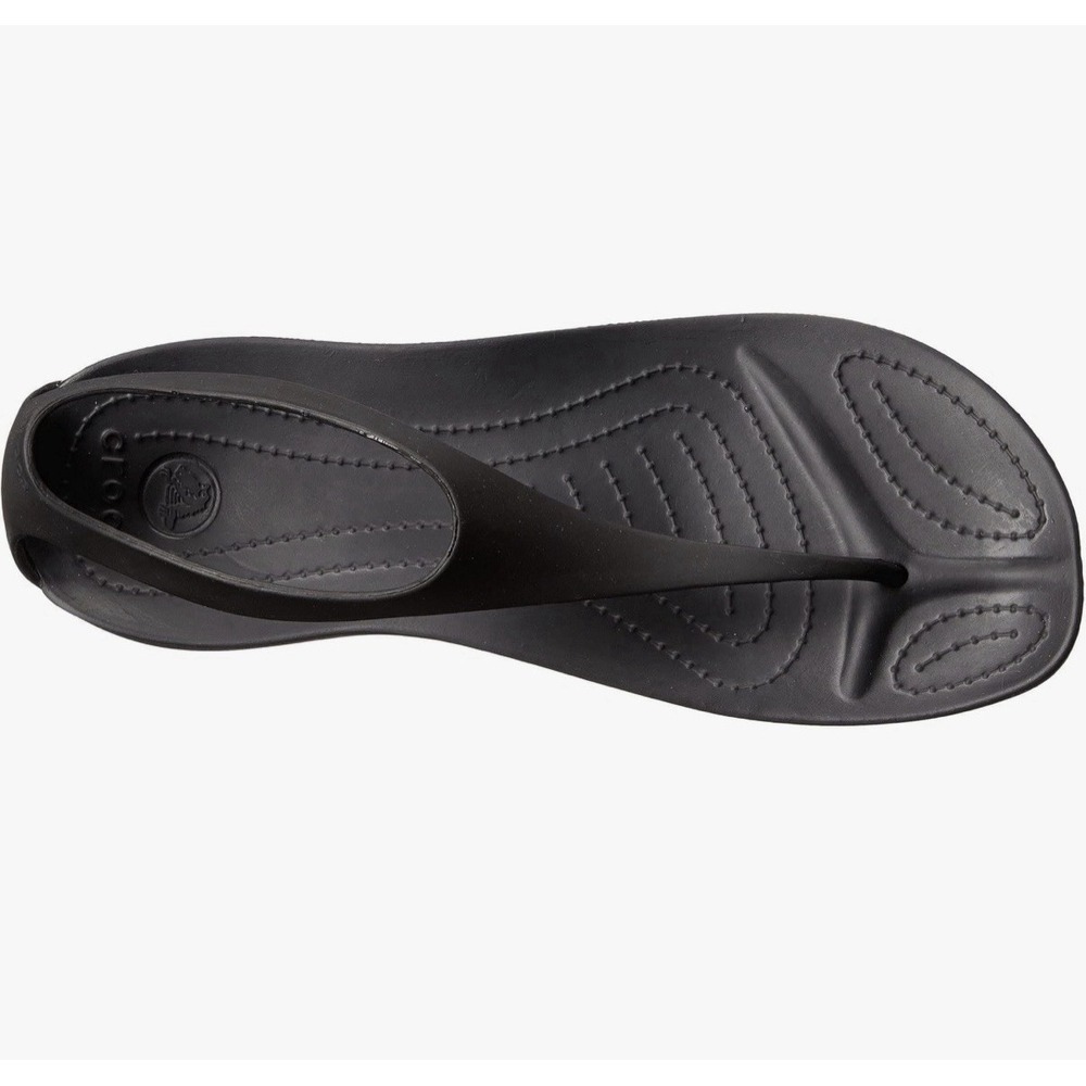 Crocs Sexi Flip Black Women Sandals T-Strap Flat Thong Size 11 - Picture 2 of 8